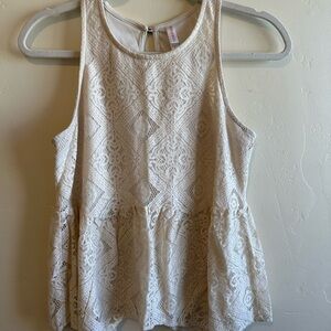 Xhilaration Cream Blouse with Elegant Lace Design